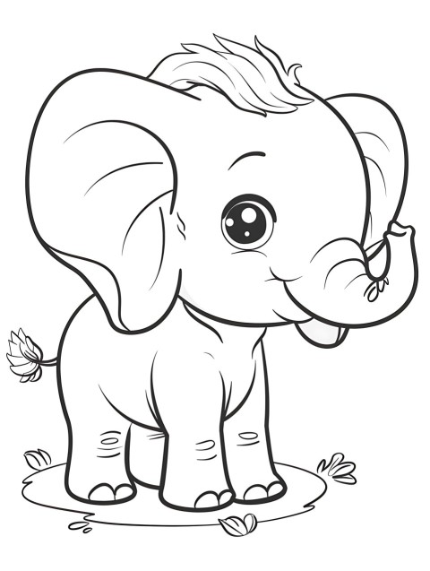 Cute Elephant Coloring Book Pages Simple Hand Drawn Animal illustration Line Art Outline Black and White (40)