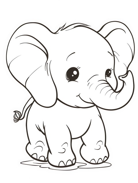 Cute Elephant Coloring Book Pages Simple Hand Drawn Animal illustration Line Art Outline Black and White (65)