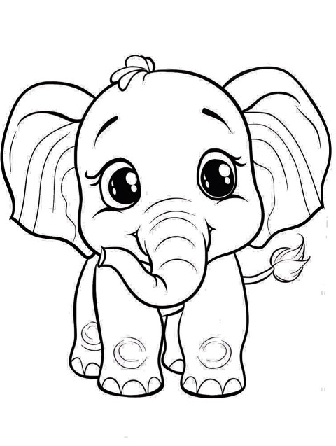 Cute Elephant Coloring Book Pages Simple Hand Drawn Animal illustration Line Art Outline Black and White (30)