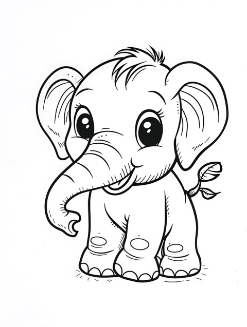 Cute Elephant Coloring Book Pages Simple Hand Drawn Animal illustration Line Art Outline Black and White (20)