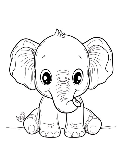 Cute Elephant Coloring Book Pages Simple Hand Drawn Animal illustration Line Art Outline Black and White (63)