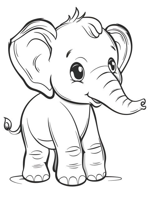 Cute Elephant Coloring Book Pages Simple Hand Drawn Animal illustration Line Art Outline Black and White (122)