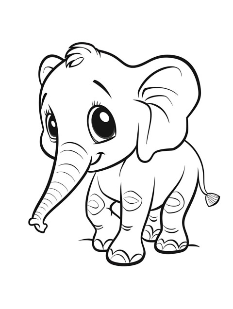 Cute Elephant Coloring Book Pages Simple Hand Drawn Animal illustration Line Art Outline Black and White (133)