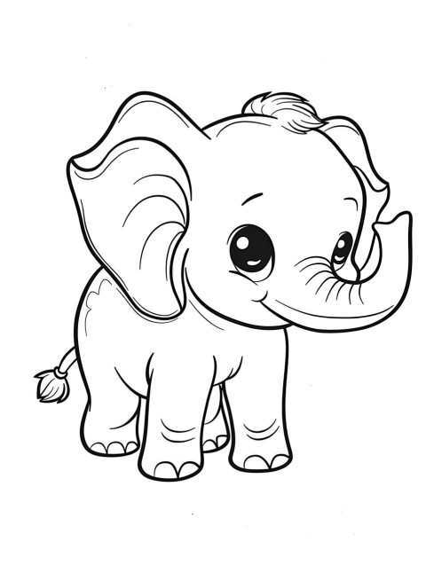 Cute Elephant Coloring Book Pages Simple Hand Drawn Animal illustration Line Art Outline Black and White (132)