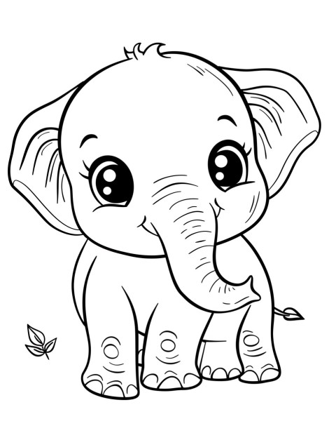Cute Elephant Coloring Book Pages Simple Hand Drawn Animal illustration Line Art Outline Black and White (138)