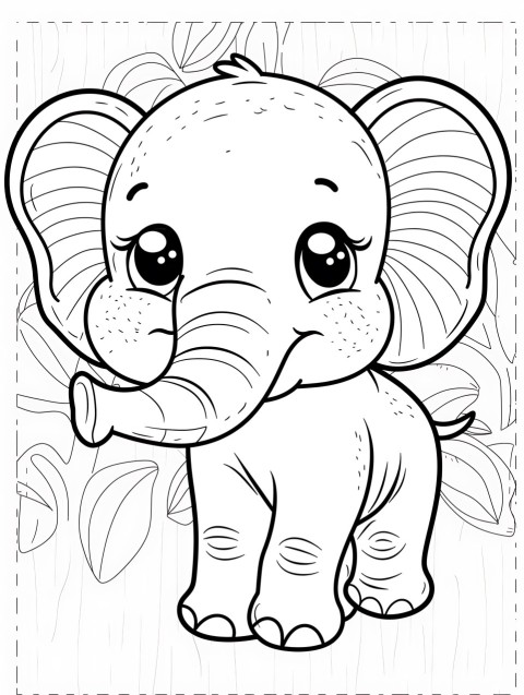 Cute Elephant Coloring Book Pages Simple Hand Drawn Animal illustration Line Art Outline Black and White (134)