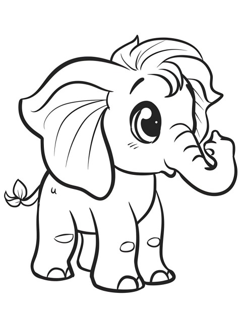 Cute Elephant Coloring Book Pages Simple Hand Drawn Animal illustration Line Art Outline Black and White (139)