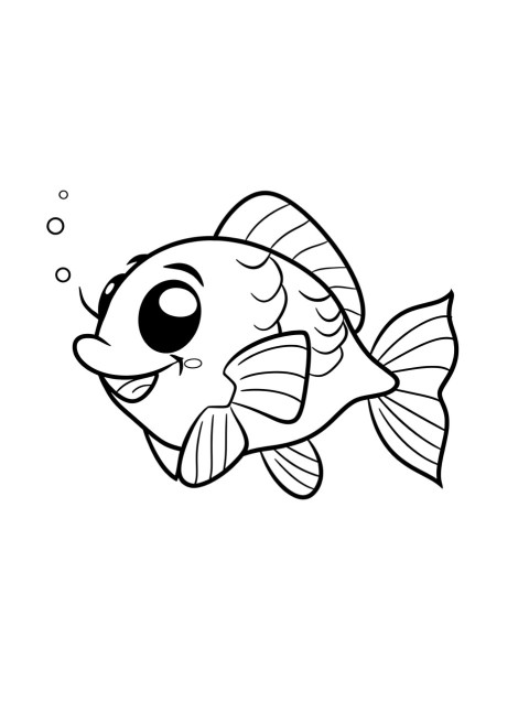 Cute Fish Coloring Book Pages Simple Hand Drawn Animal illustration Line Art Outline Black and White (5)