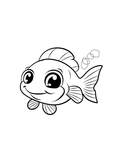Cute Fish Coloring Book Pages Simple Hand Drawn Animal illustration Line Art Outline Black and White (80)