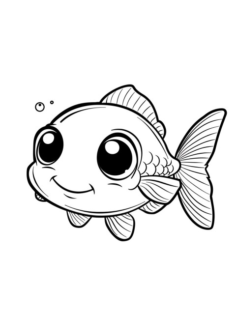 Cute Fish Coloring Book Pages Simple Hand Drawn Animal illustration Line Art Outline Black and White (21)