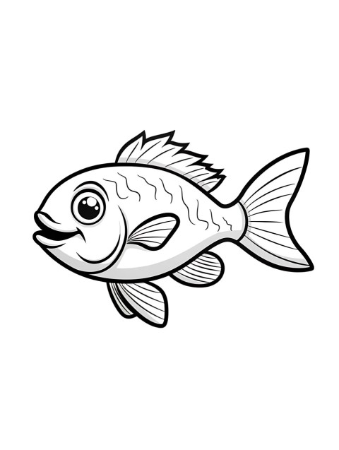 Cute Fish Coloring Book Pages Simple Hand Drawn Animal illustration Line Art Outline Black and White (38)