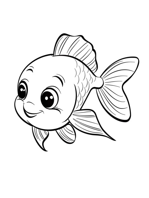Cute Fish Coloring Book Pages Simple Hand Drawn Animal illustration Line Art Outline Black and White (29)