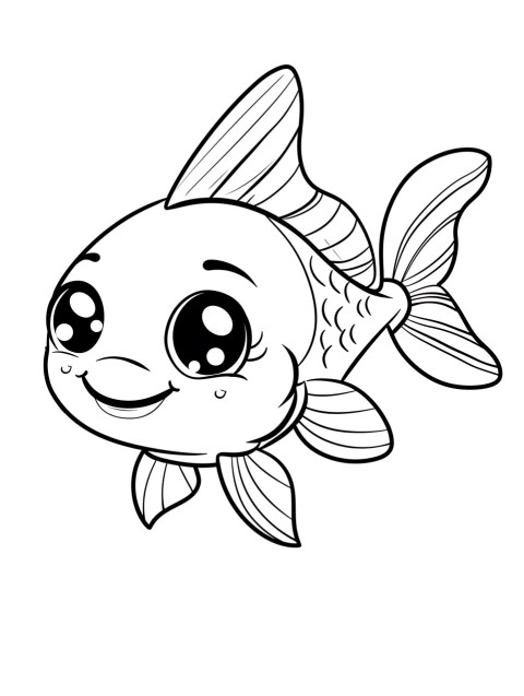 Cute Fish Coloring Book Pages Simple Hand Drawn Animal illustration Line Art Outline Black and White (11)