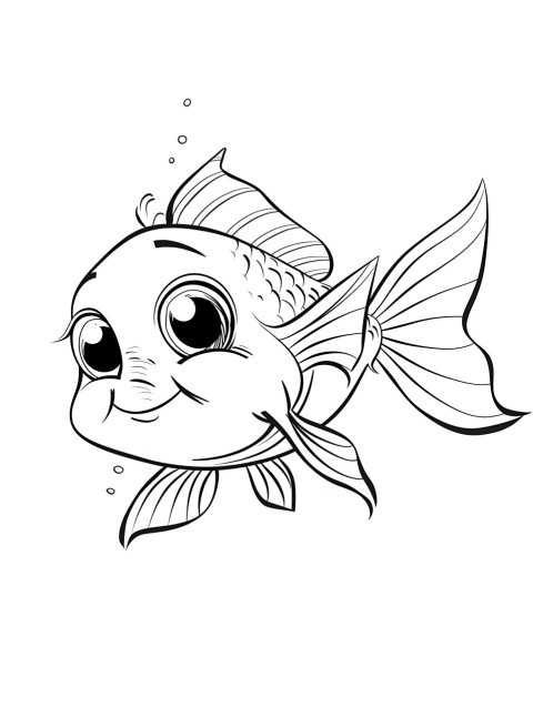 Cute Fish Coloring Book Pages Simple Hand Drawn Animal illustration Line Art Outline Black and White (43)