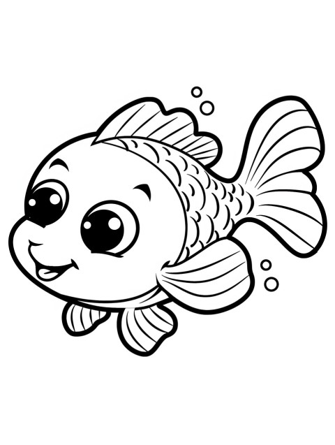 Cute Fish Coloring Book Pages Simple Hand Drawn Animal illustration Line Art Outline Black and White (92)