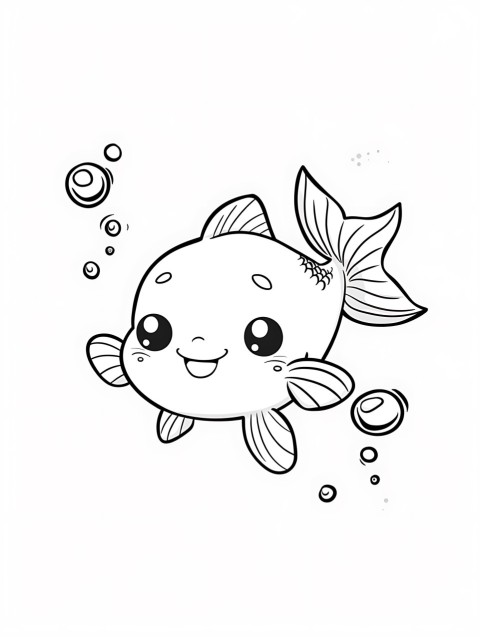 Cute Fish Coloring Book Pages Simple Hand Drawn Animal illustration Line Art Outline Black and White (45)