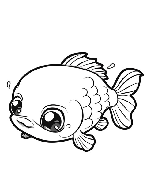Cute Fish Coloring Book Pages Simple Hand Drawn Animal illustration Line Art Outline Black and White (26)