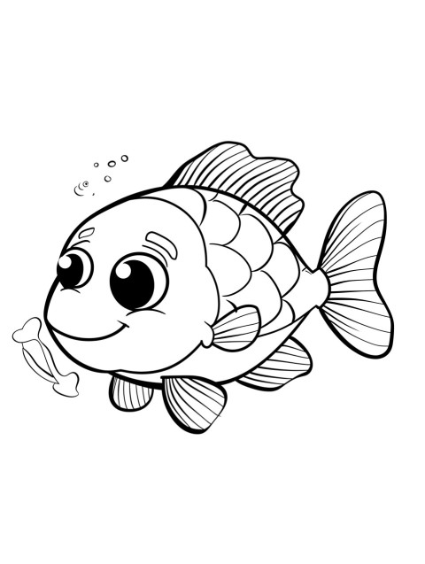 Cute Fish Coloring Book Pages Simple Hand Drawn Animal illustration Line Art Outline Black and White (19)