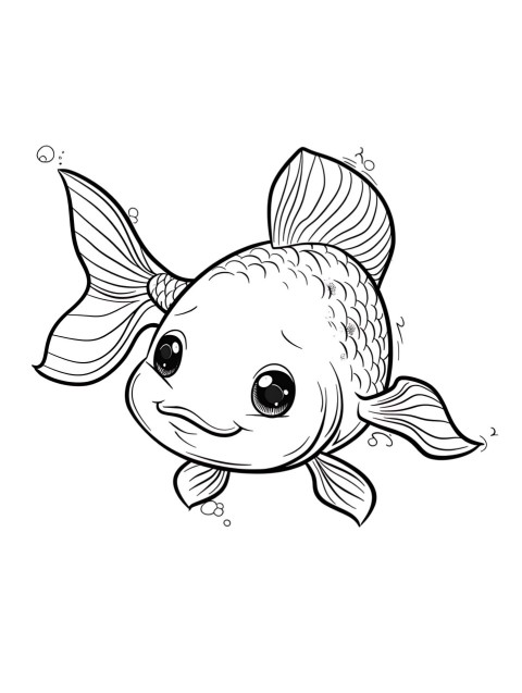 Cute Fish Coloring Book Pages Simple Hand Drawn Animal illustration Line Art Outline Black and White (12)