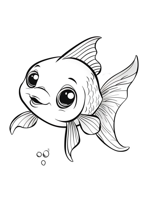 Cute Fish Coloring Book Pages Simple Hand Drawn Animal illustration Line Art Outline Black and White (77)