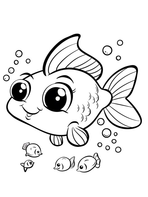 Cute Fish Coloring Book Pages Simple Hand Drawn Animal illustration Line Art Outline Black and White (74)