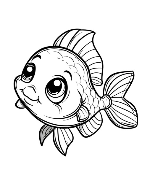 Cute Fish Coloring Book Pages Simple Hand Drawn Animal illustration Line Art Outline Black and White (16)