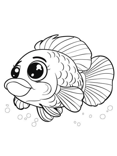 Cute Fish Coloring Book Pages Simple Hand Drawn Animal illustration Line Art Outline Black and White (67)