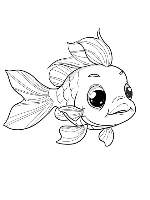 Cute Fish Coloring Book Pages Simple Hand Drawn Animal illustration Line Art Outline Black and White (41)