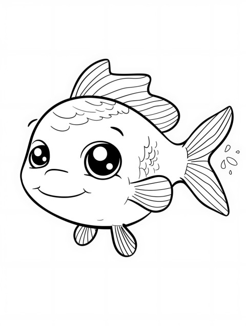 Cute Fish Coloring Book Pages Simple Hand Drawn Animal illustration Line Art Outline Black and White (44)