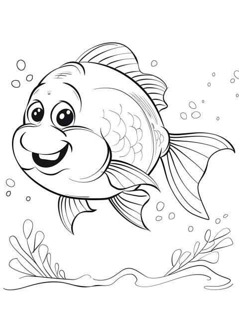 Cute Fish Coloring Book Pages Simple Hand Drawn Animal illustration Line Art Outline Black and White (22)