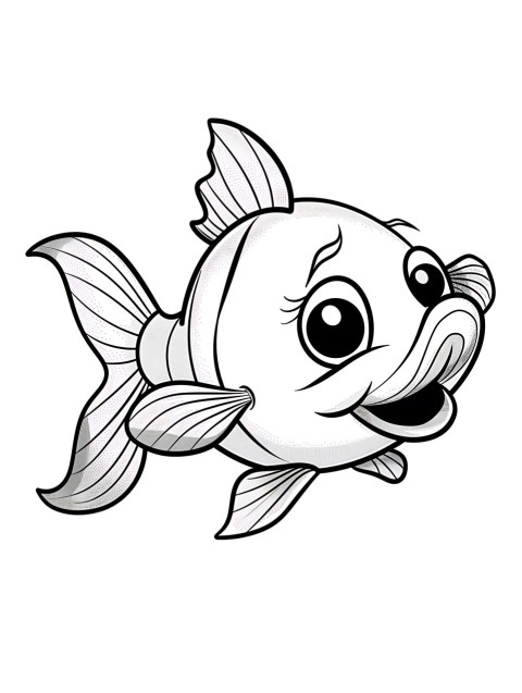 Cute Fish Coloring Book Pages Simple Hand Drawn Animal illustration Line Art Outline Black and White (78)