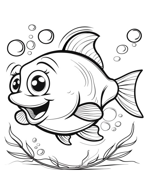 Cute Fish Coloring Book Pages Simple Hand Drawn Animal illustration Line Art Outline Black and White (4)