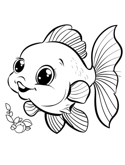 Cute Fish Coloring Book Pages Simple Hand Drawn Animal illustration Line Art Outline Black and White (28)