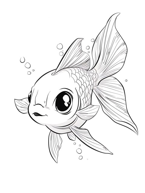 Cute Fish Coloring Book Pages Simple Hand Drawn Animal illustration Line Art Outline Black and White (81)
