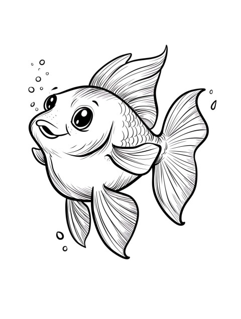 Cute Fish Coloring Book Pages Simple Hand Drawn Animal illustration Line Art Outline Black and White (107)