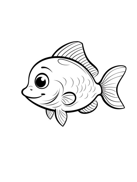 Cute Fish Coloring Book Pages Simple Hand Drawn Animal illustration Line Art Outline Black and White (115)