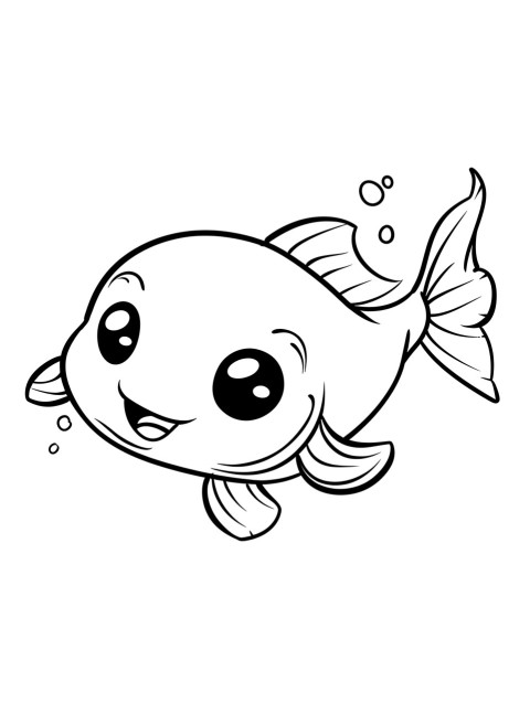Cute Fish Coloring Book Pages Simple Hand Drawn Animal illustration Line Art Outline Black and White (127)