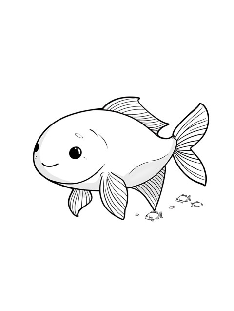 Cute Fish Coloring Book Pages Simple Hand Drawn Animal illustration Line Art Outline Black and White (129)