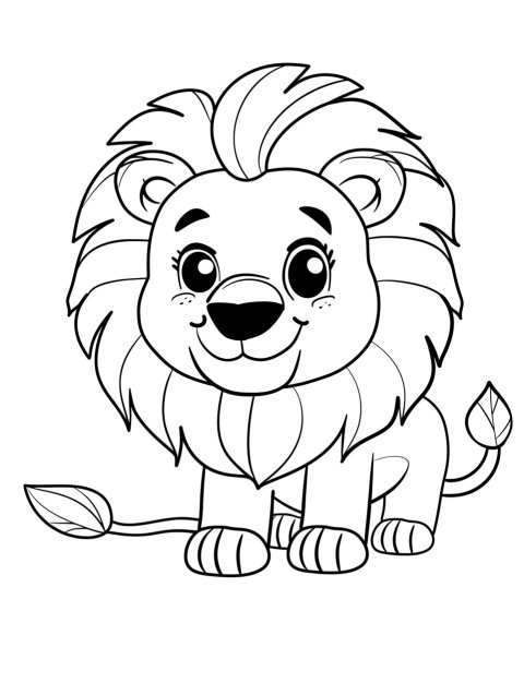 Cute Lion Coloring Book Pages Simple Hand Drawn Animal illustration Line Art Outline Black and White (1)