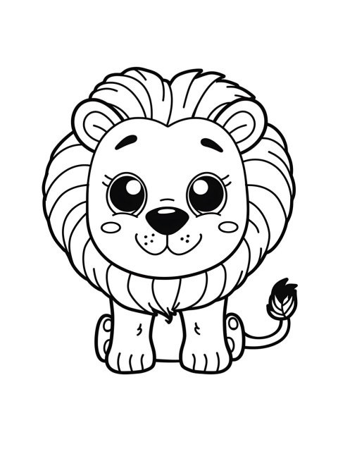 Cute Lion Coloring Book Pages Simple Hand Drawn Animal illustration Line Art Outline Black and White (58)
