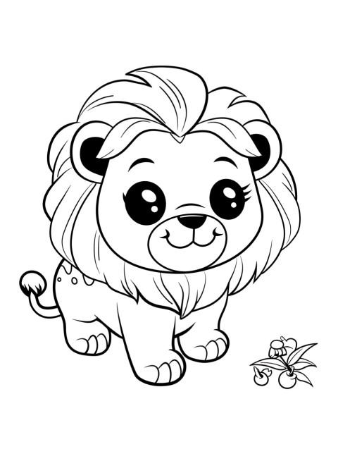Cute Lion Coloring Book Pages Simple Hand Drawn Animal illustration Line Art Outline Black and White (63)