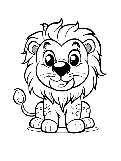 Cute Lion Coloring Book Pages Simple Hand Drawn Animal illustration Line Art Outline Black and White (92)