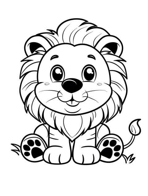 Cute Lion Coloring Book Pages Simple Hand Drawn Animal illustration Line Art Outline Black and White (50)