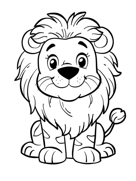 Cute Lion Coloring Book Pages Simple Hand Drawn Animal illustration Line Art Outline Black and White (41)