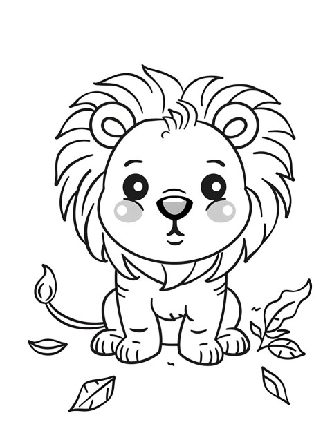 Cute Lion Coloring Book Pages Simple Hand Drawn Animal illustration Line Art Outline Black and White (26)