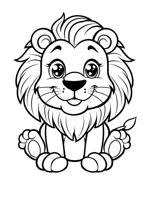 Cute Lion Coloring Book Pages Simple Hand Drawn Animal illustration Line Art Outline Black and White (46)