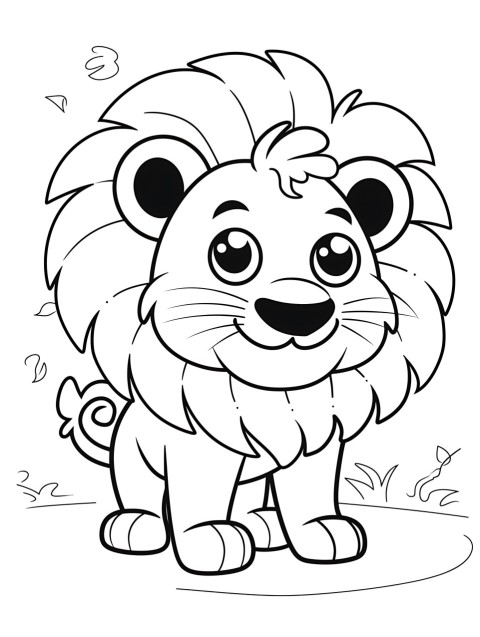 Cute Lion Coloring Book Pages Simple Hand Drawn Animal illustration Line Art Outline Black and White (28)