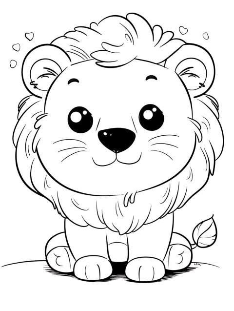 Cute Lion Coloring Book Pages Simple Hand Drawn Animal illustration Line Art Outline Black and White (31)