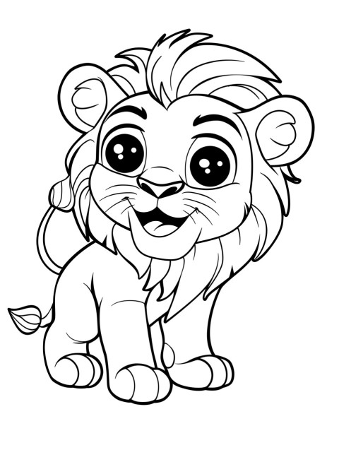 Cute Lion Coloring Book Pages Simple Hand Drawn Animal illustration Line Art Outline Black and White (19)