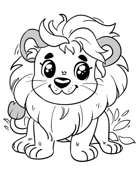 Cute Lion Coloring Book Pages Simple Hand Drawn Animal illustration Line Art Outline Black and White (59)